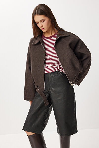 Lovelyİstanbul Belted Cashmere Bomber Jacket Lxa0026 Brown