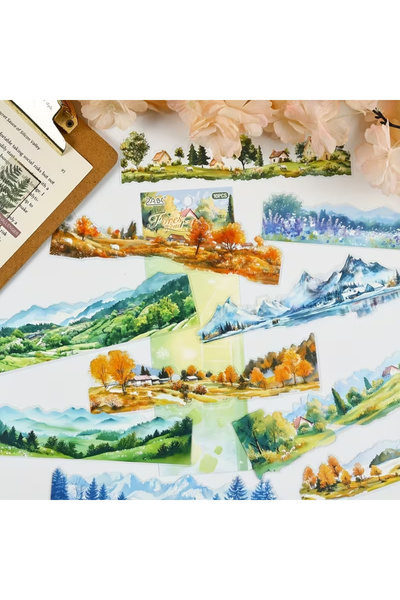 Kolbi Craft 10 قطع من ملصقات المناظر الطبيعية الكبيرة الشفافة لتزيين دفتر اليوميات والسكرابوكينج والمفكرات وأجهزة الكمبيوتر المحمولة