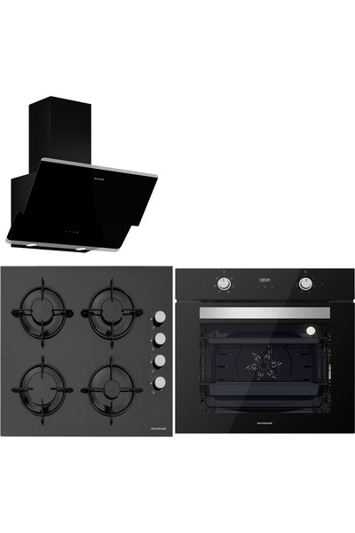 Silverline BO6502B02 - CS5349B01 - 3490 Oslo Siyah Ankastre Set