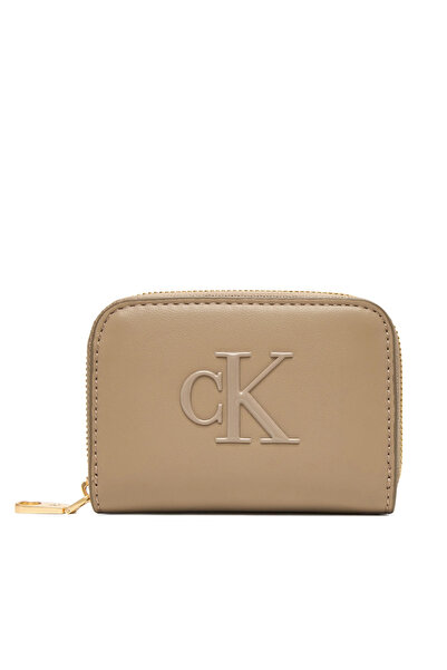 Calvin Klein Women's Ck Patterned Zipper Closure Brown Wallet with Card Compartment Lv04F1154G-Vfu