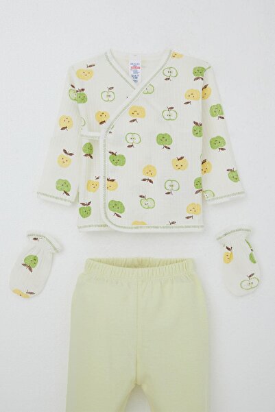 Breeze Baby Boy Hospital Release 5-Piece Cute Little Apple Patterned 0-3 Months, Ecru