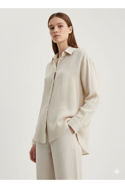 Meşe Moda Women's Oversize Linen Shirt