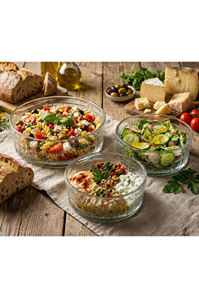 AKDEN STORE Cutting Decor Handcrafted 3-Piece Presentation Bowl 25/19/16cm