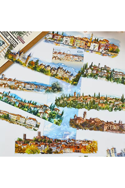 Kolbi Craft 10 Adet Büyük Şeffaf Ev Manzara Sticker Bullet Journal Scrapbook ...