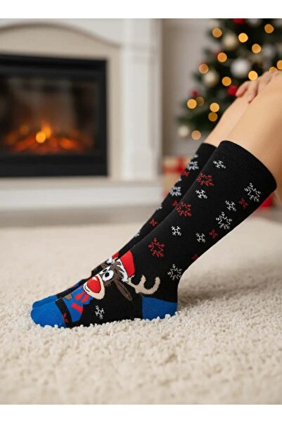 CANMODA جوارب عيد الميلاد ذات طابع غزال عيد الميلاد مع سترة زرقاء - CM178