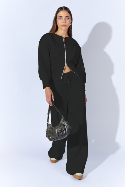 EDITION WOMAN Palazzo Tracksuit with Elastic Waistband and Drawstring Detail |   Ek100689824