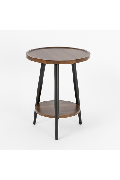 Vi Markets طاولة جانبية خشبية بقاعدة سوداء أنيقة وتصميم بسيط وحديث