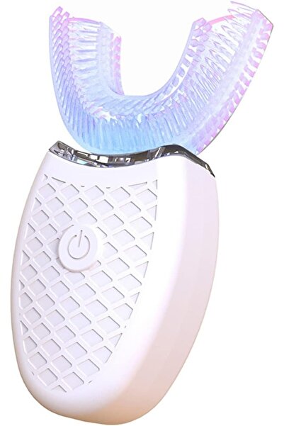 XIUWOO فرشاة أسنان كهربائية صوتية على شكل حرف U، تبييض بالضوء البارد، للسفر/المنزل، لون أبيض