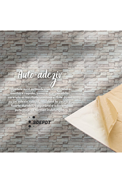 SDEPOT Set of 30 S DEPOT® wallpaper tiles, 3 mm thick, dimensions 70x77 cm, realistic brick type, cream