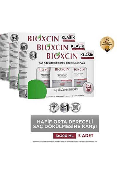 Bioxcin Genesis for Dry and Normal Hair 3X300Ml - Classic Anti-Hair Loss Shampoo 3 Pieces