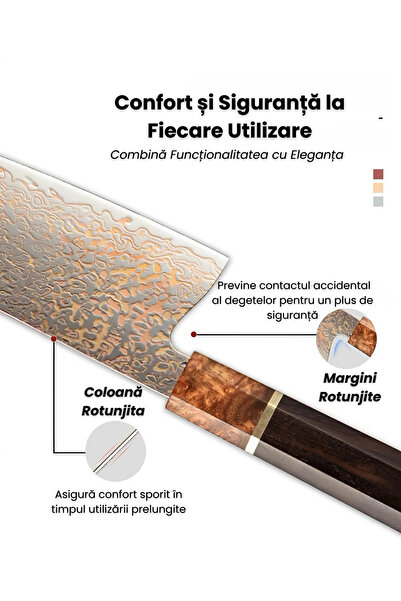 NEOSOR Professional VG10 Damascus Knife, 37 Layers, 60+ HRC Hardness, Octagonal Japanese Handle, Ebony Wood