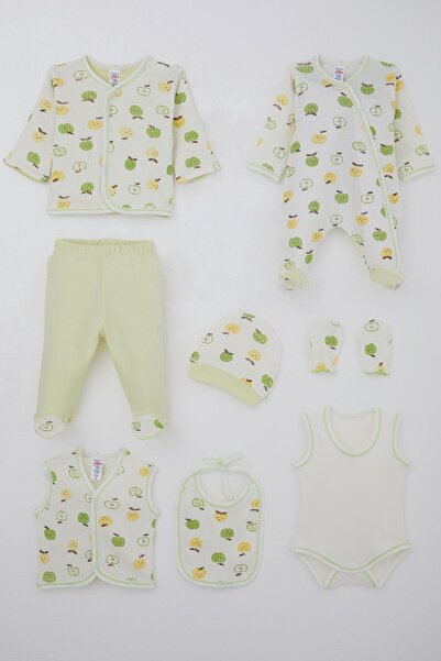 Breeze Baby Boy Hospital Release 8-Piece Cute Little Apple Patterned 0-3 Months, Ecru