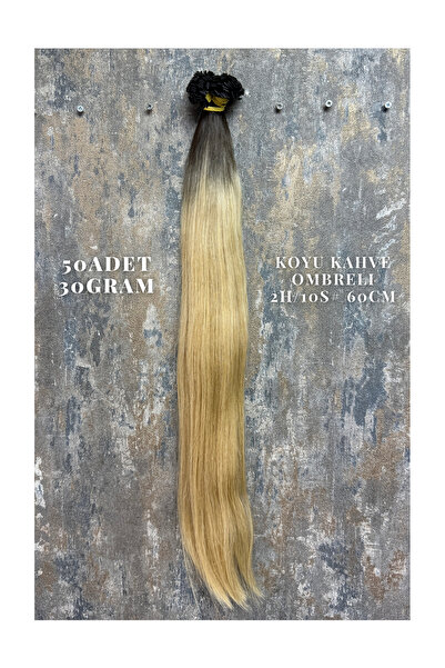HalitCan HairKing 60cm Ombre MicroKaynak Saç – Açık karamel- 2H/10s# Renk–50 ...