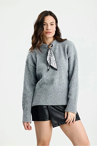 LOTUS CITY Women's Scarf Collar Soft Textured Knit Sweater