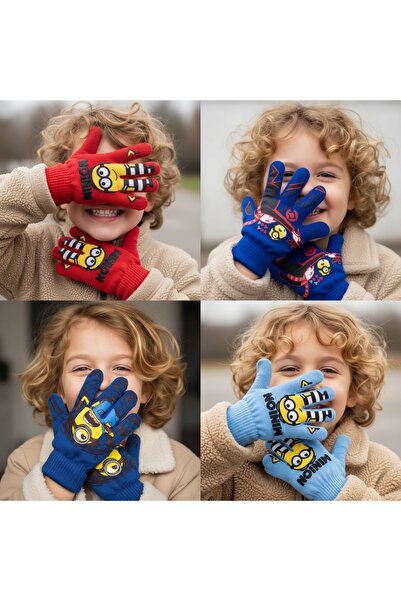 OEM Set 4 perechi mănuși tricotate pentru copii cu Minionii, potrivite pentru...