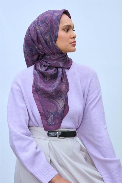 Silk Home Eșarfă din viscoză Velora, mov-violet, cu model, anti-alunecare, 90x90