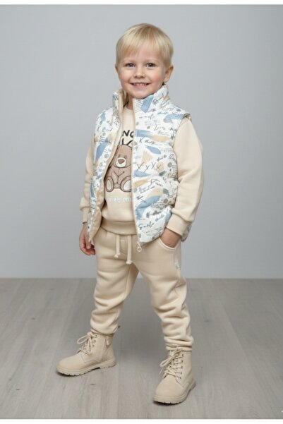 Nellino طقم رياضي للأولاد مكون من سترة منفوخة بسحاب وبنطلون رياضي سميك