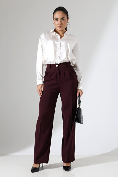 LOKADI خصر عالي للنساء مع مطاط في الخلف بنطلون واسع الأرجل