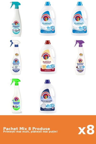 Chanteclair Set 8 Mix: 4 Degr. (AntiM., Bicar., Lemon, Lavender), 4 Det. (Bic...