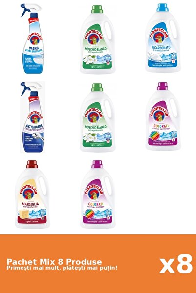 Chanteclair Set 8 Mix: 2 Anticalcar (Parfumat, Stralucire), 6 Detergent (Bica...