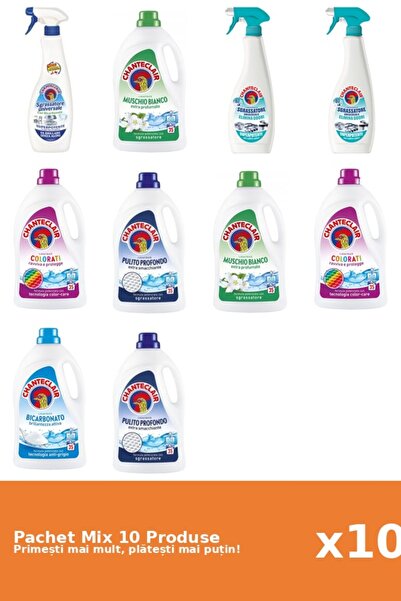 Chanteclair Set 10 Mix: 3 Degresant (AntiMiros, Bicarbonat), 7 Detergent (Bicarbonat, Clasic, Color, Mosc Alb)