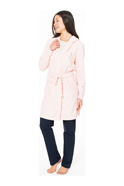 U.S. Polo Assn. Women's Waist-Fastening Fleece Dressing Gown New Season