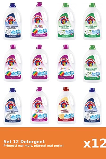 Chanteclair Set 12 Detergent Chanteclair: 3x Clasic, 5x Color, 3x Mosc Alb, 1...