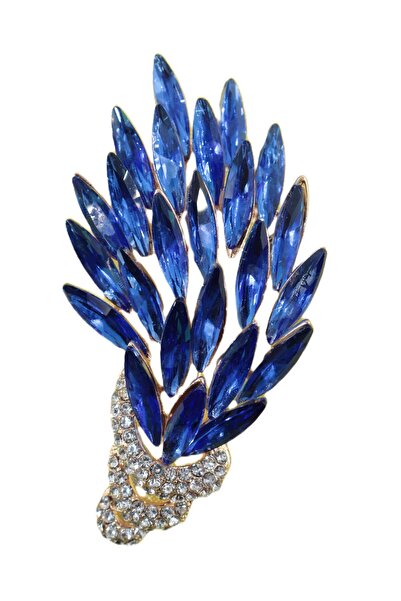 KEEBA Asaletin imzası Söğüt yaprağı broş Elmas Kesim Gold Dallı Kristal Taşlı...