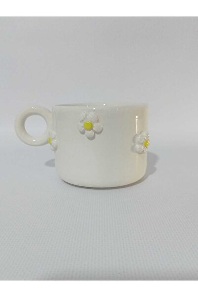 Zümrüdüanka Seramik Daisy Embossed Handmade Ceramic Mug