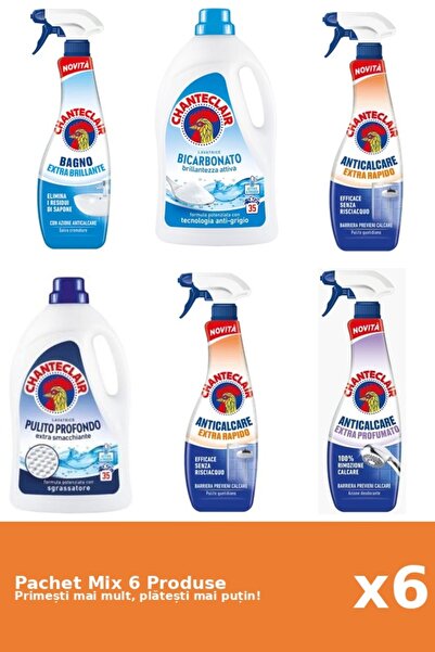 Chanteclair Set 6 Mix Chanteclair: 4 Anticalcar (Parfumat, Rapid, Stralucire), 2 Detergent (Bicarbonat, Clasic)
