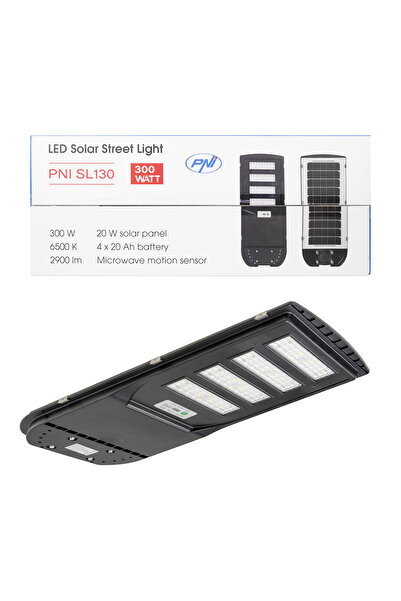 PNI Lampa de iluminat stradal SL130 300W, cu panou solar incorporat 20W, 6500K