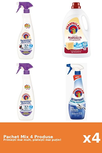 Chanteclair Set 4 Mix: 2 Degresant (Lavanda, Mosc Alb), 1 Detergent (Marsilia), 1 Anticalcar (Puternic)