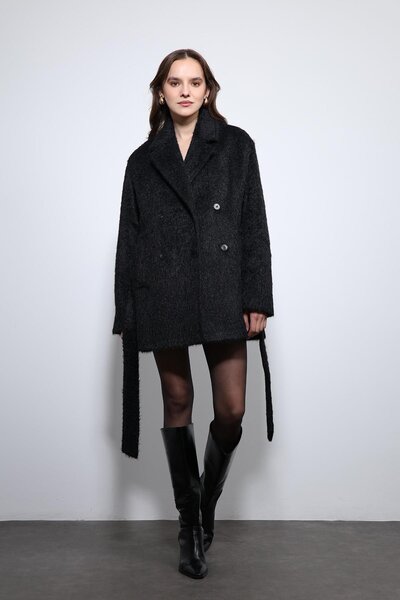 Antioch Black Short Faux Fur Coat