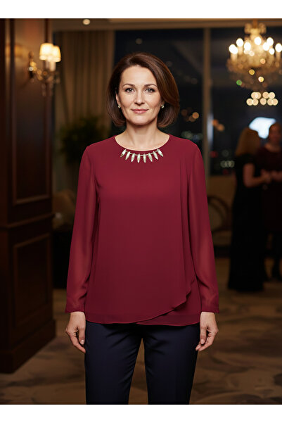 dml giyim Pile Detail Chiffon Blouse