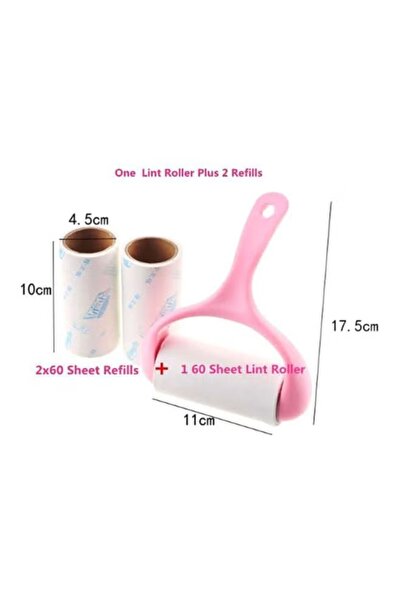 Generic Lint and hair remover, pink color with replaceable adhesive rollers, for clothes and fabrics