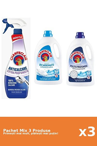 Chanteclair Set 3 Mix Chanteclair: 1 Anticalcar (Parfumat), 2 Detergent (Bicarbonat, Clasic)