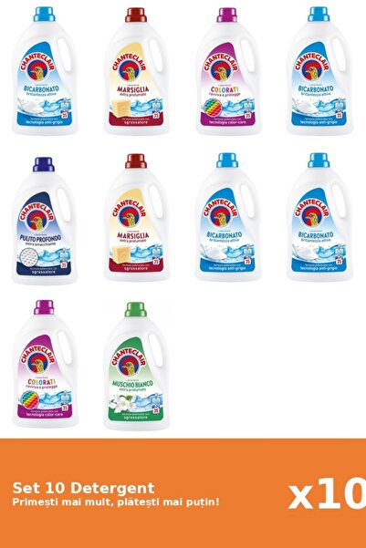 Chanteclair Set 10 Detergent Chanteclair: 4x Bicarbonat, 2x Marsilia, 2x Color, 1x Clasic, 1x Mosc Alb