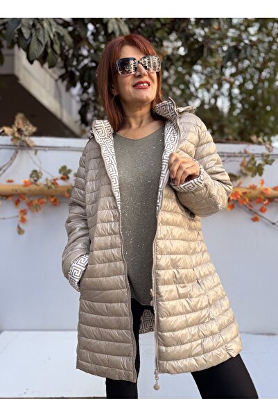 DenizEge Ιταλικό παλτό διπλής όψης Midi Fendi Beige