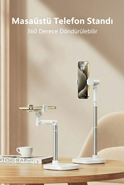 Jopree Masaüstü Telefon Standı 360° Dönme Özelliği Yükseltilebilir-Sarsılmaz