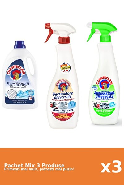 Chanteclair Set 3 Chanteclair Mix: 1 Detergent (Classic), 2 Degreaser (Lemon, Marseille)
