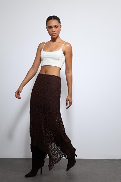 Antioch Brown Lace Midi Skirt
