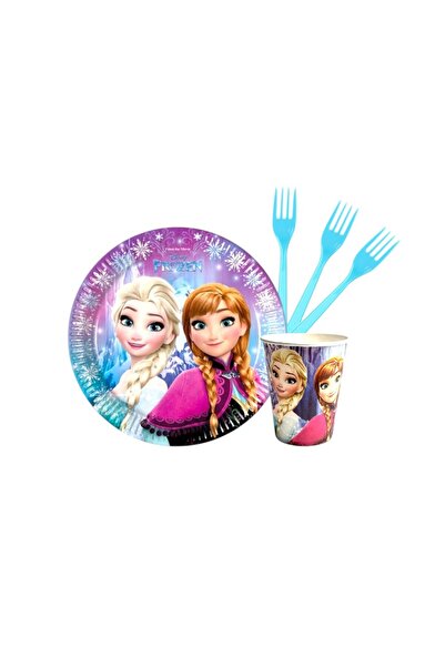 Evabrite Frozen Elsa Party Set for 16 People - Birthday Celebration Supplies