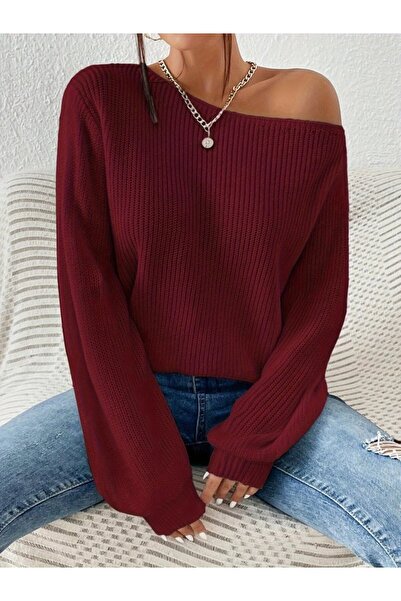 buğrahayalin Women's Long Sleeve One Shoulder Detailed Knitwear Blouse