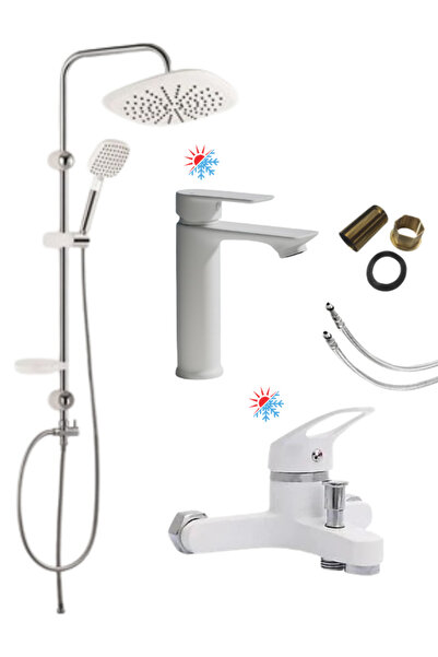 KCA ARMATÜR طقم روبوت فاخر كامل من 3 قطع - حنفية حوض حمام ثابتة - حنفية دش لل...