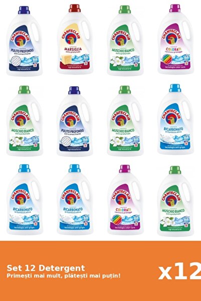 Chanteclair Set 12 Detergent Chanteclair: 2x Clasic, 1x Marsilia, 4x Mosc Alb, 2x Color, 3x Bicarbonat