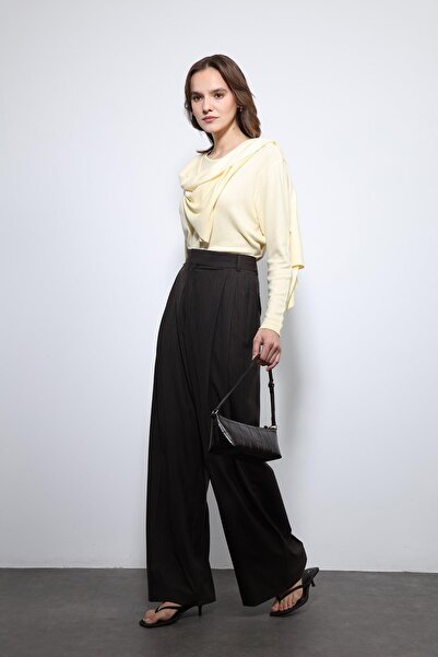 Antioch Brown Striped Wide-Leg Pants