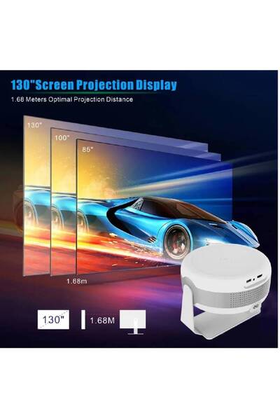 HYX Smart Portable 4K Projector T269 Pro, Android 12, 3500 Lumens, 130" Screen