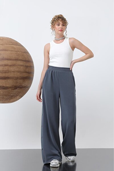 Byelmira Women's Snap Detailed Modal Sweatpants Anthracite