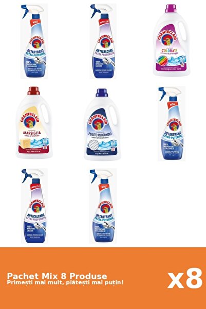 Chanteclair Set 8 Mix Chanteclair: 5 Anticalcar (Parfumat, Puternic), 3 Detergent (Clasic, Color, Marsilia)