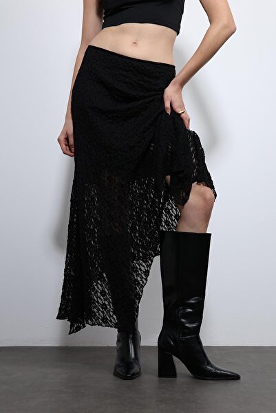 Antioch Black Lace Midi Skirt